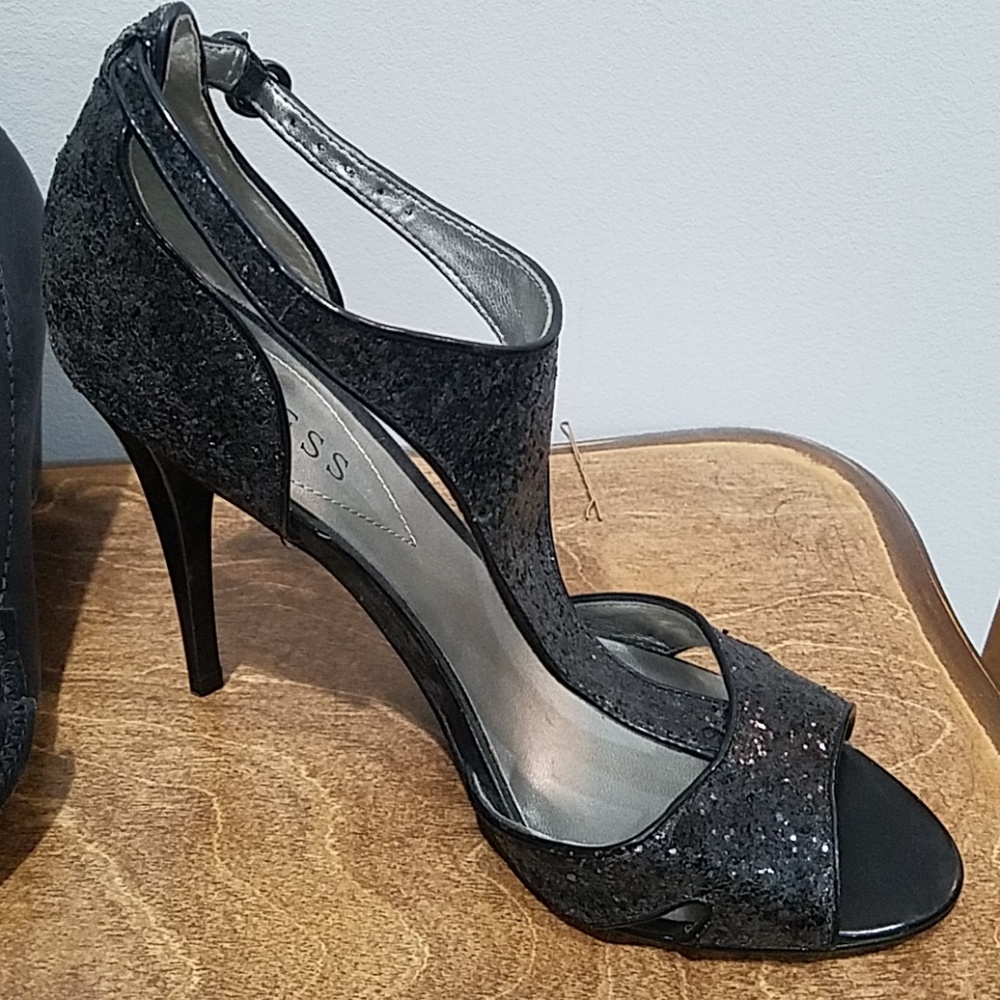 Guess black sequin heels